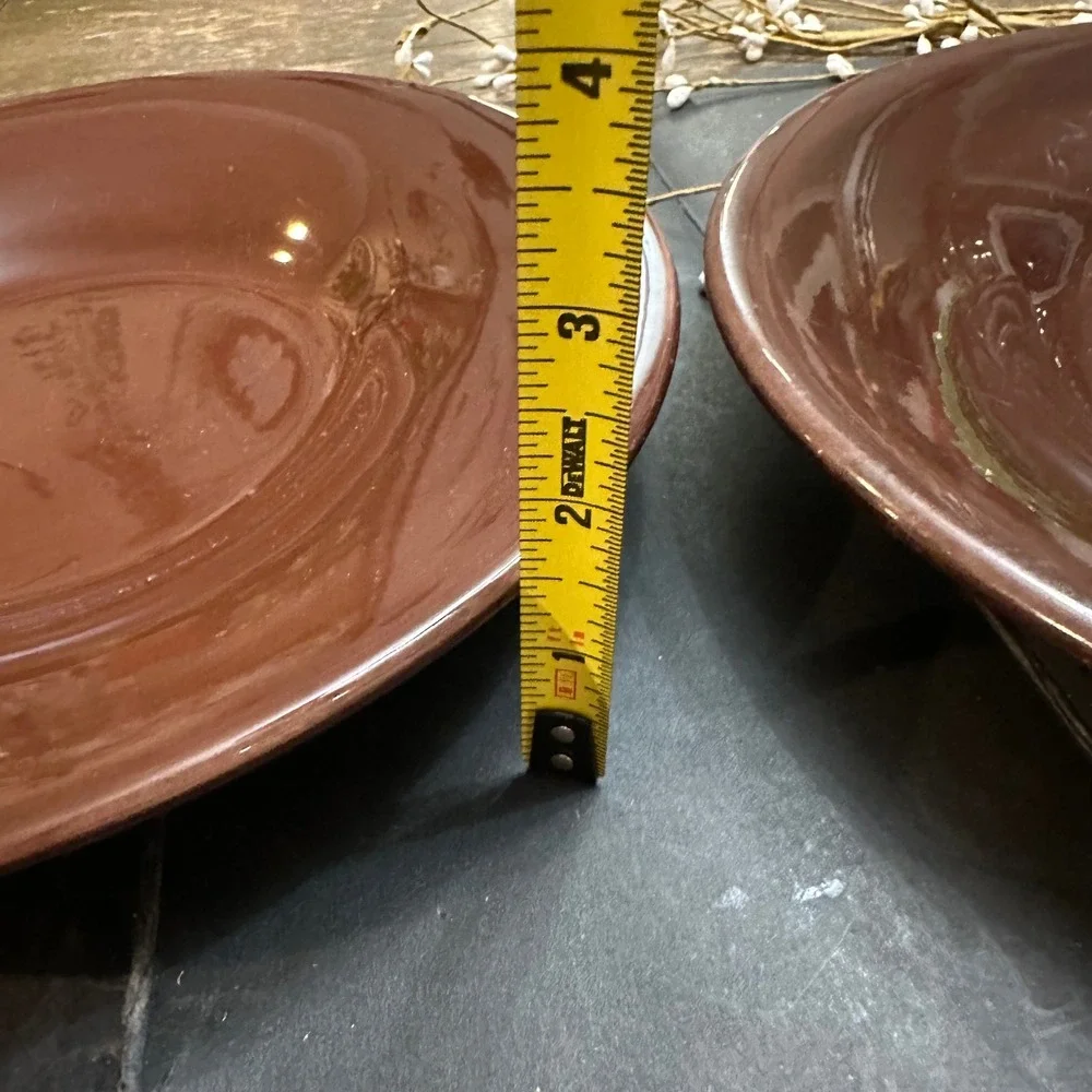 Pottery Barn SAUSALITO Chocolate Brown 10 inch  Salad Plates 2 Piece Ceramic